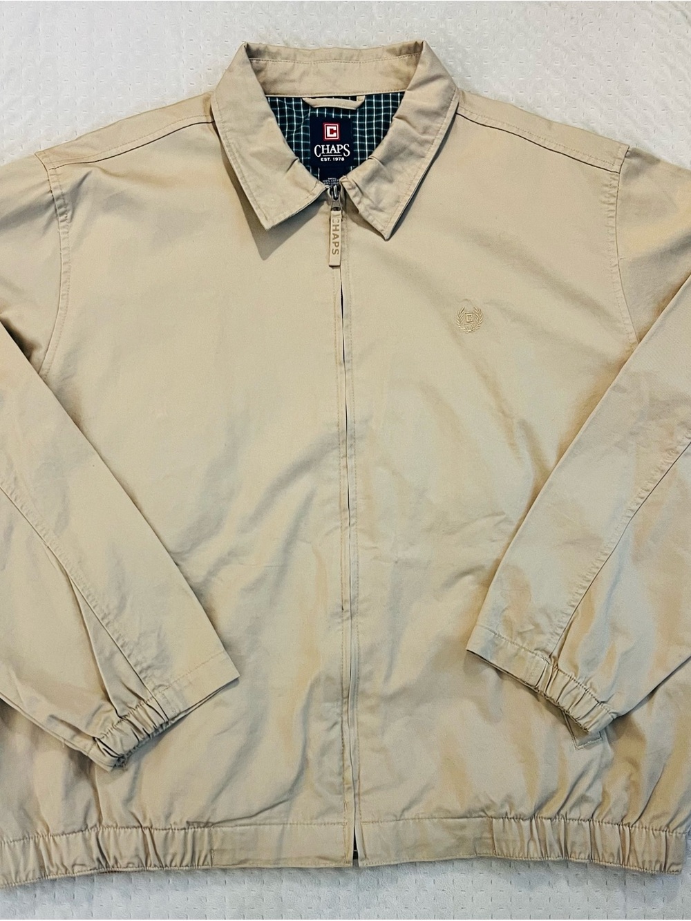 Chaps Men’s Khaki Zip-Front Bomber Jacket